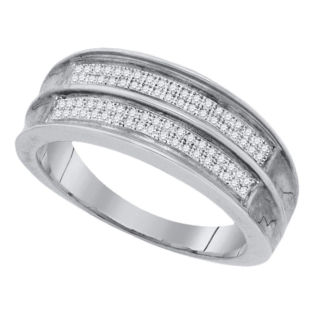 Jewels By Lux Sterling Silver Men's Round Pave Diamond Wedding Band Ring 1/4 CTTW Size 10 - Perfect for Engagement, Anniversary & Special Occasion Gifts