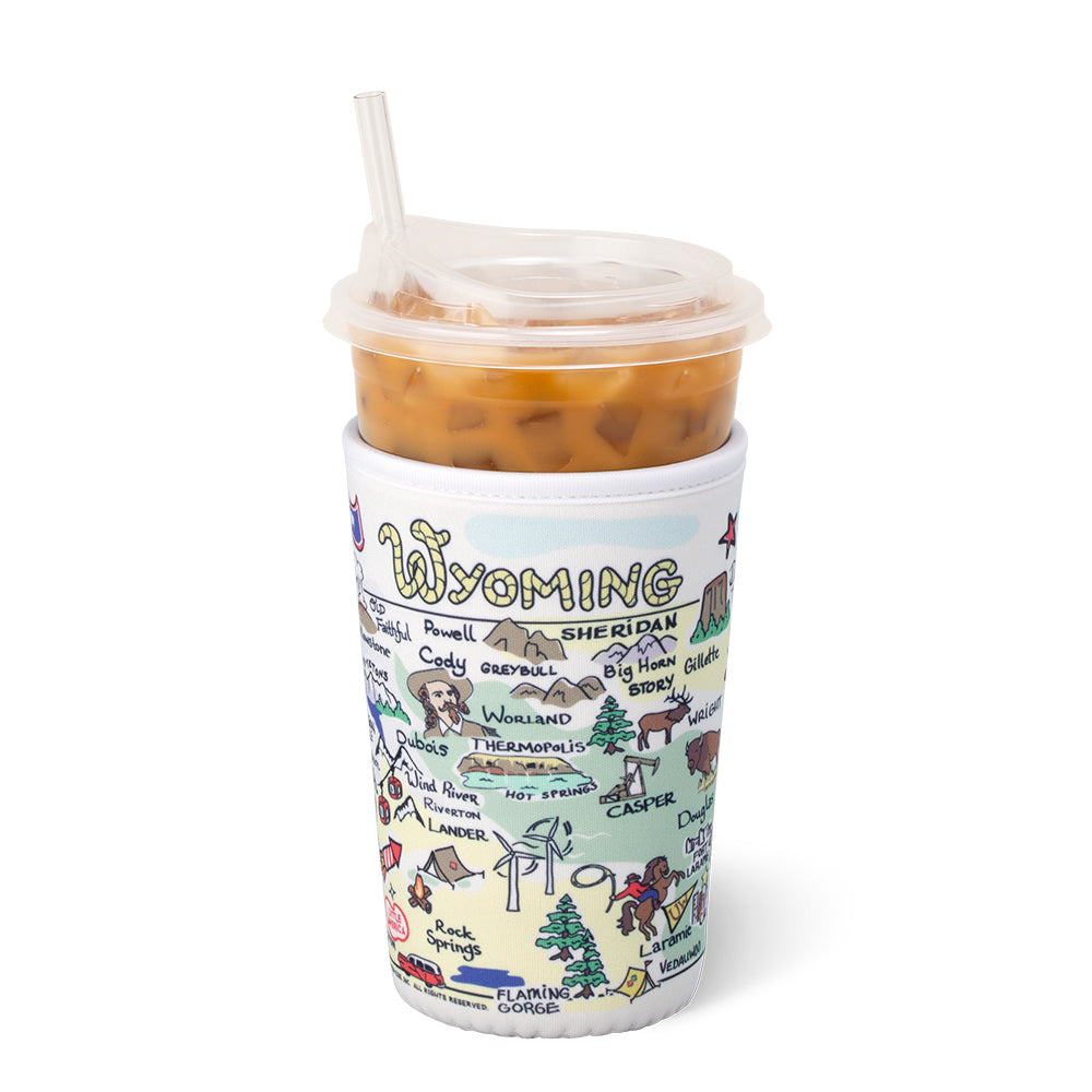 Wyoming Medium Iced Cup Coolie - Insulated Beverage Sleeve for Coffee, Tea & Cold Drinks | Perfect for Travel, Office & Outdoor Use