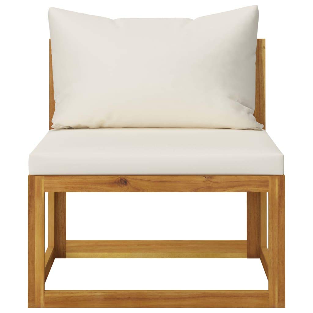 vidaXL 6-Piece Patio Lounge Set with Cushions & Coffee Table - Modern Cream Acacia Wood Outdoor Sectional Sofa for Garden, Backyard, Poolside & Patio Relaxation