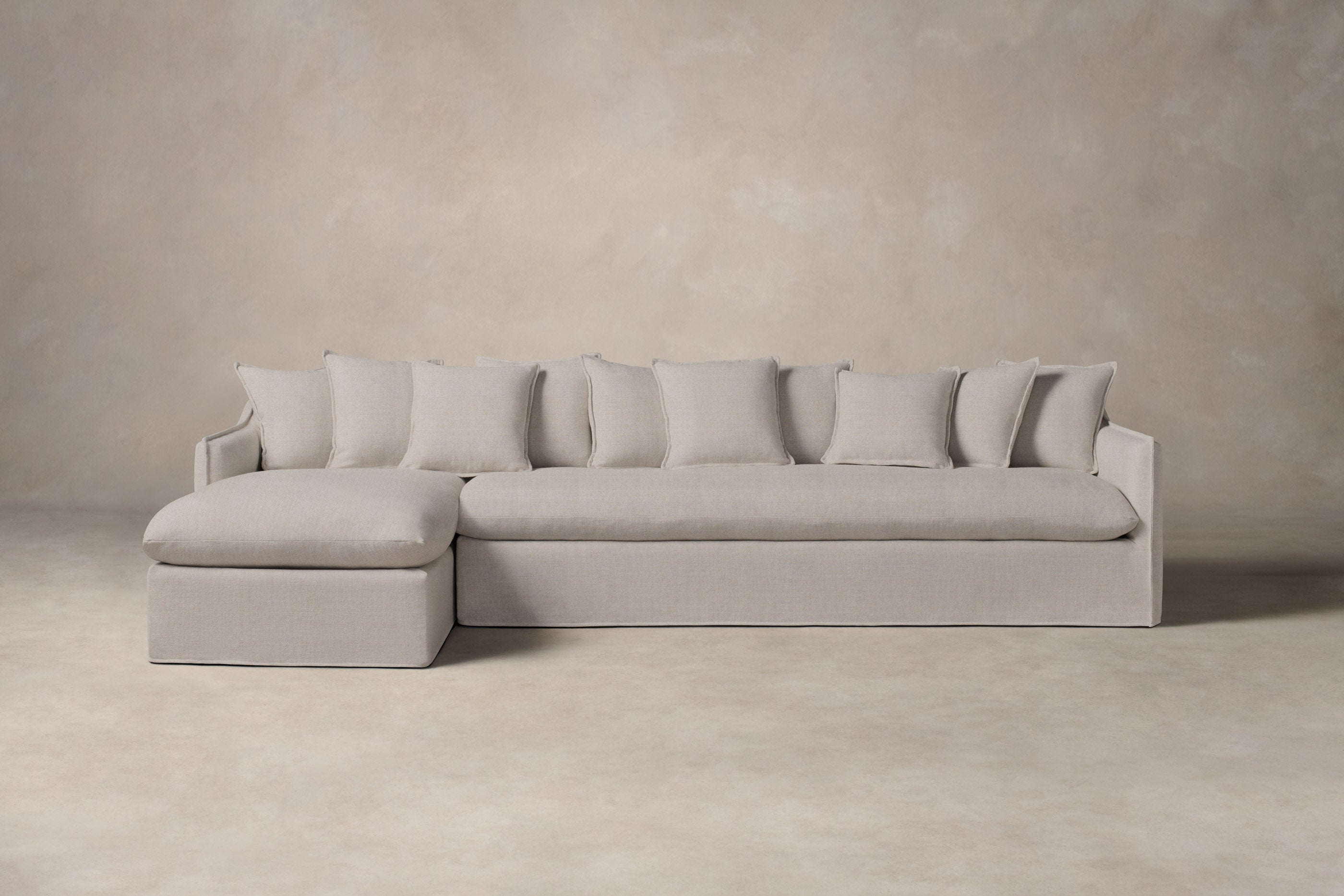 Premium Performance Linen Weave Cloud Dune Sectional Sofa - Modern Comfortable Living Room Furniture for Home Theater & Family Gatherings