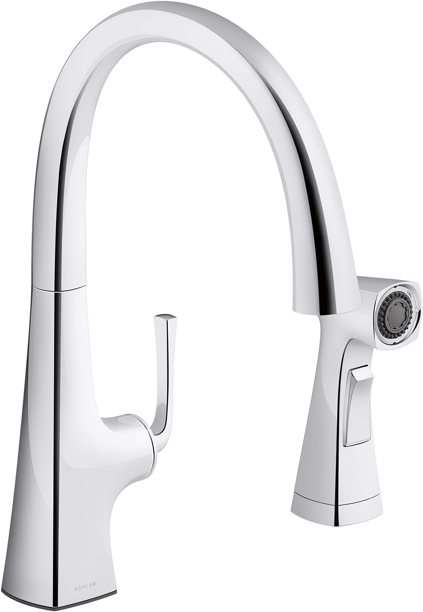 Kohler K-22064-CP Graze Single-Hole Kitchen Sink Faucet with Pull-Down Sprayer, Polished Chrome Finish - Perfect for Modern Farmhouse & Contemporary Kitchen Designs