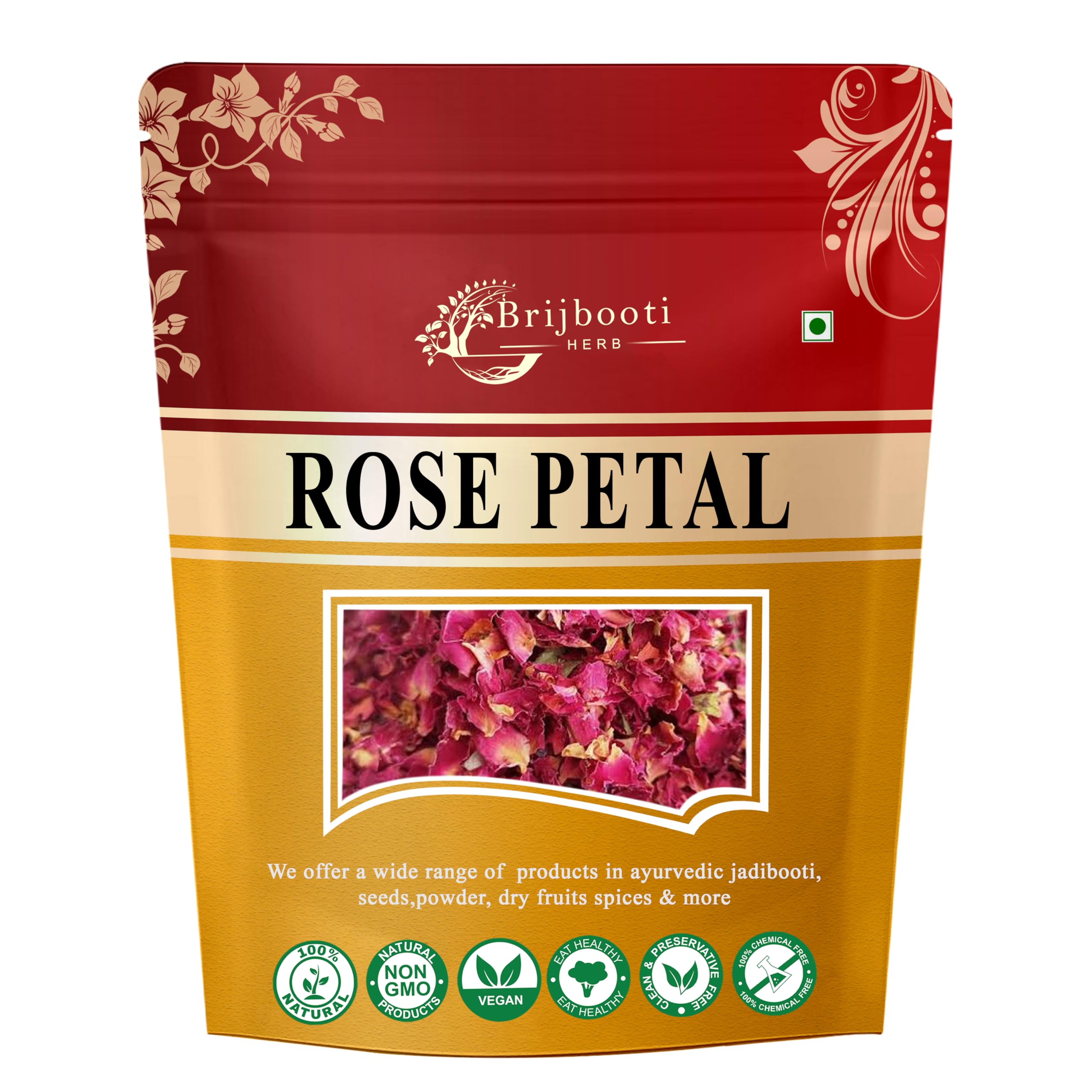 Organic Sun-Dried Rose Petals (Gulab Patti) - 100g Premium Edible Roses for Skincare, Hair Care, Herbal Tea & DIY Beauty Recipes - Perfect for Face Masks, Bath Soaks & Aromatherapy