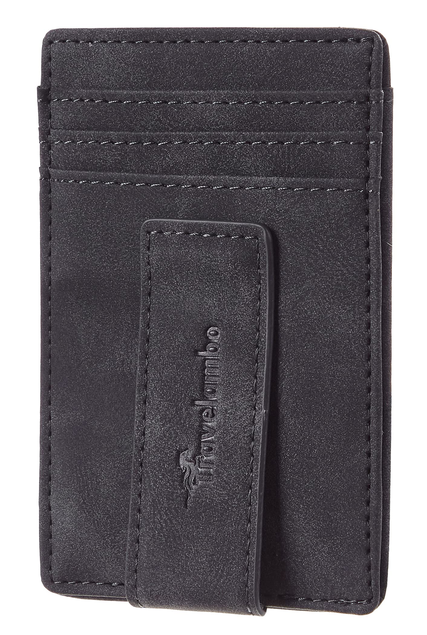 Travelambo Magnetic Front Pocket Wallet for Men - Slim Minimalist RFID Blocking Money Clip & Card Holder (Deep Grey) | Perfect for Travel, Business & Everyday Use