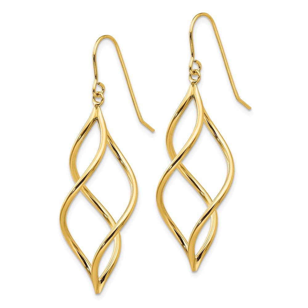 14K Yellow Gold Swirl Dangle Earrings for Women - Elegant Handmade Jewelry Gift for Birthday, Anniversary & Special Occasions | Perfect for Parties, Weddings & Date Nights