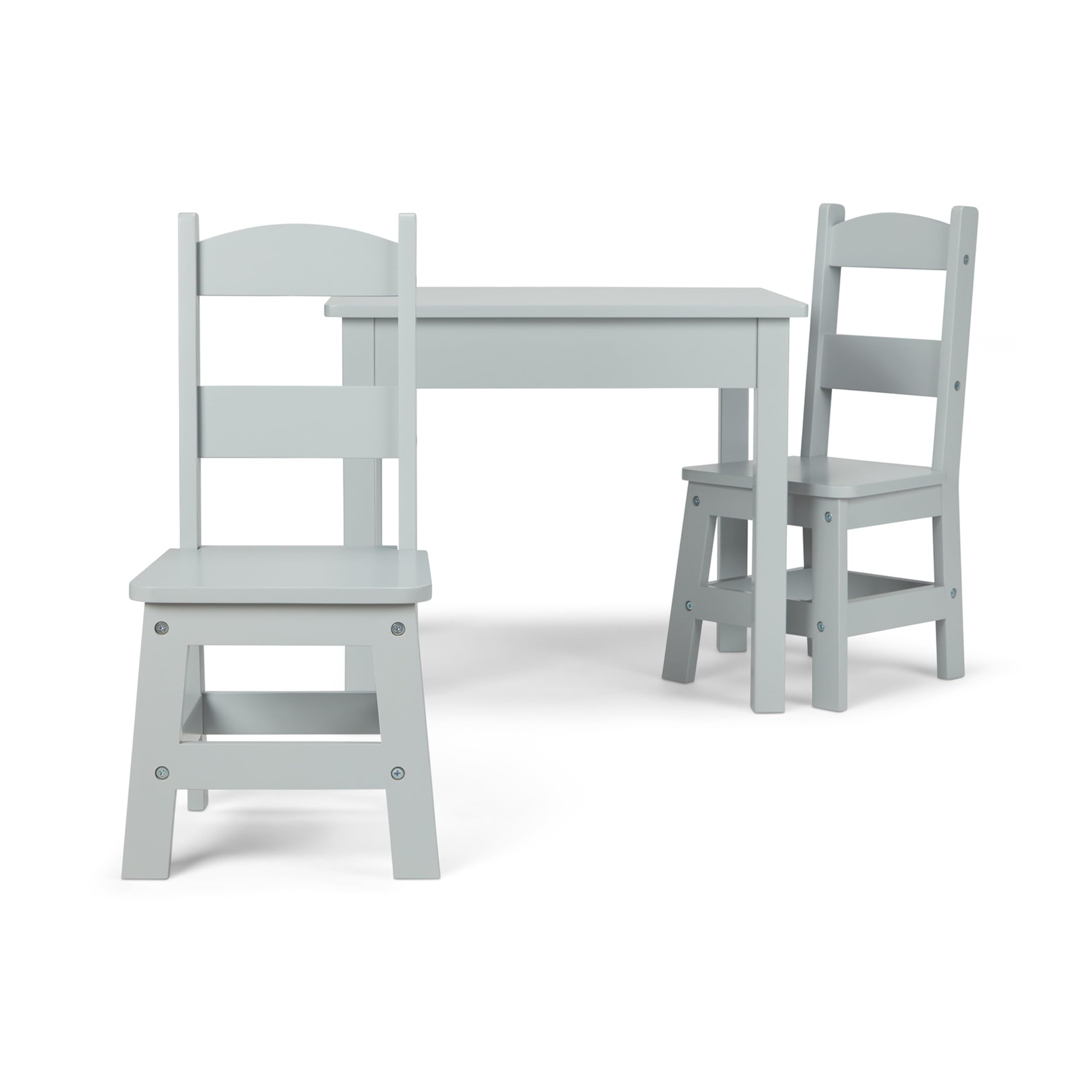 Melissa & Doug Wooden Kids Table and Chairs Set - Gray Children's Furniture for Playroom, Classroom, or Home Learning Activities