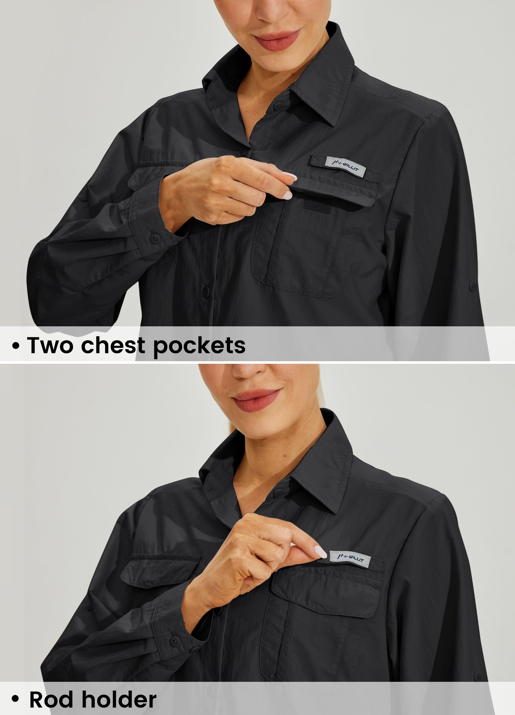 Willit Women's UPF 50+ Sun Protection Long Sleeve Shirt - Quick Dry SPF Fishing & Hiking Shirt for Outdoor Activities - Perfect for Beach, Camping and Travel