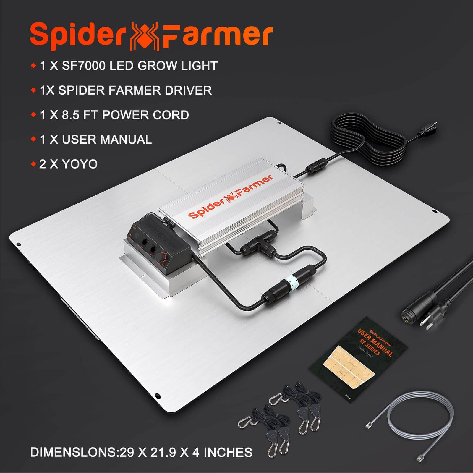 Spider Farmer SF7000 Foldable Full Spectrum LED Grow Light for Indoor Plants - Hydroponics, Greenhouse, and Home Gardening