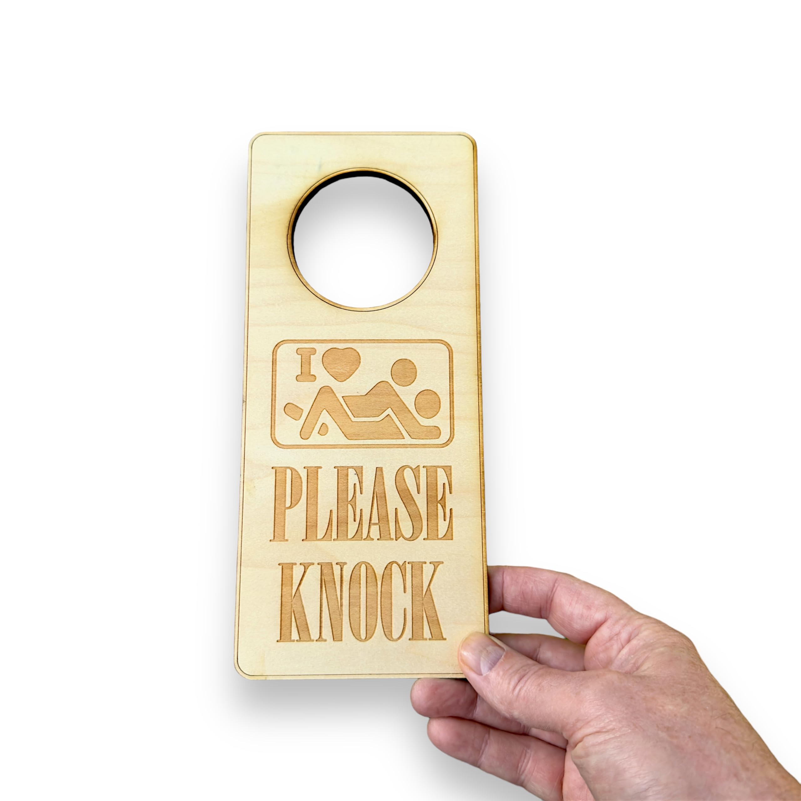 Funny 'I Love Sex' Door Hanger Sign - 9x4 Inch Raw Wood Decor - Perfect for Bedroom, Bathroom & Bachelor Party Gifts
