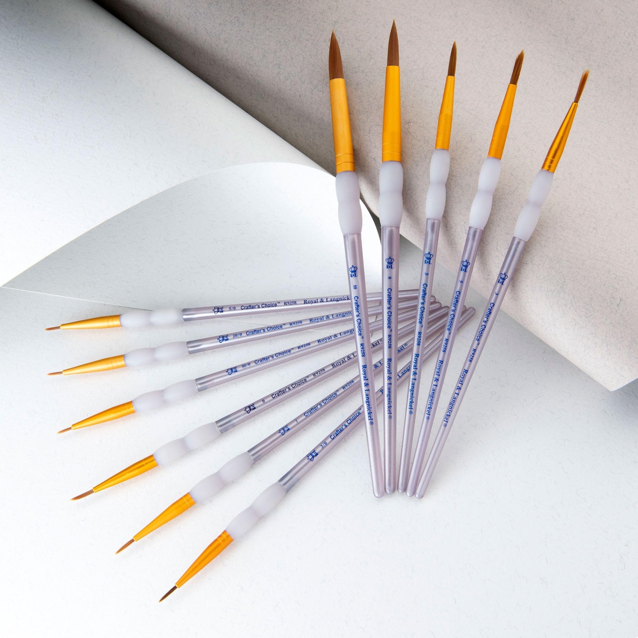 Royal & Langnickel Crafter's Choice 11-Piece Round Taklon Brush Set for Acrylic, Watercolor & Oil Painting - Professional Artist Paintbrushes for Canvas, Paper & Wood Art Projects