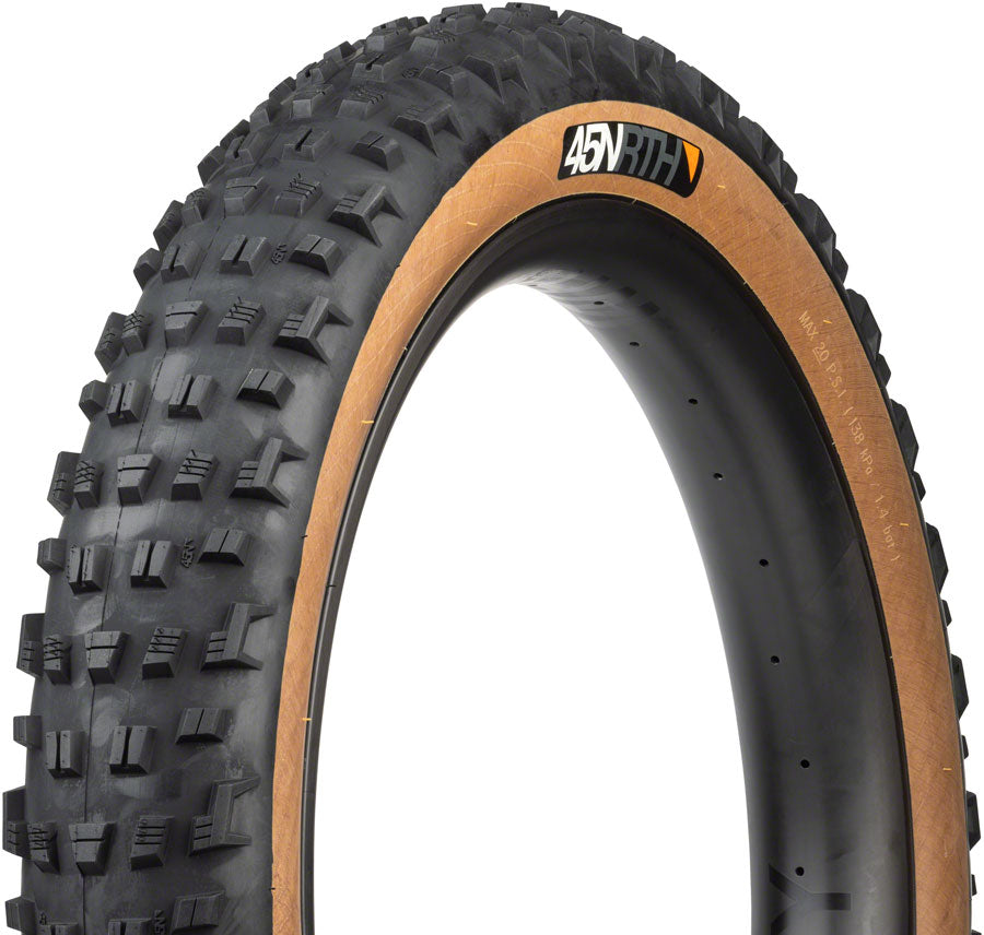 45NRTH Vanhelga Tubeless Folding Bike Tire - 27.5 x 4.5 Inches, 60 TPI, Tan Color - Perfect for Winter Fat Biking and Snow Trail Adventures