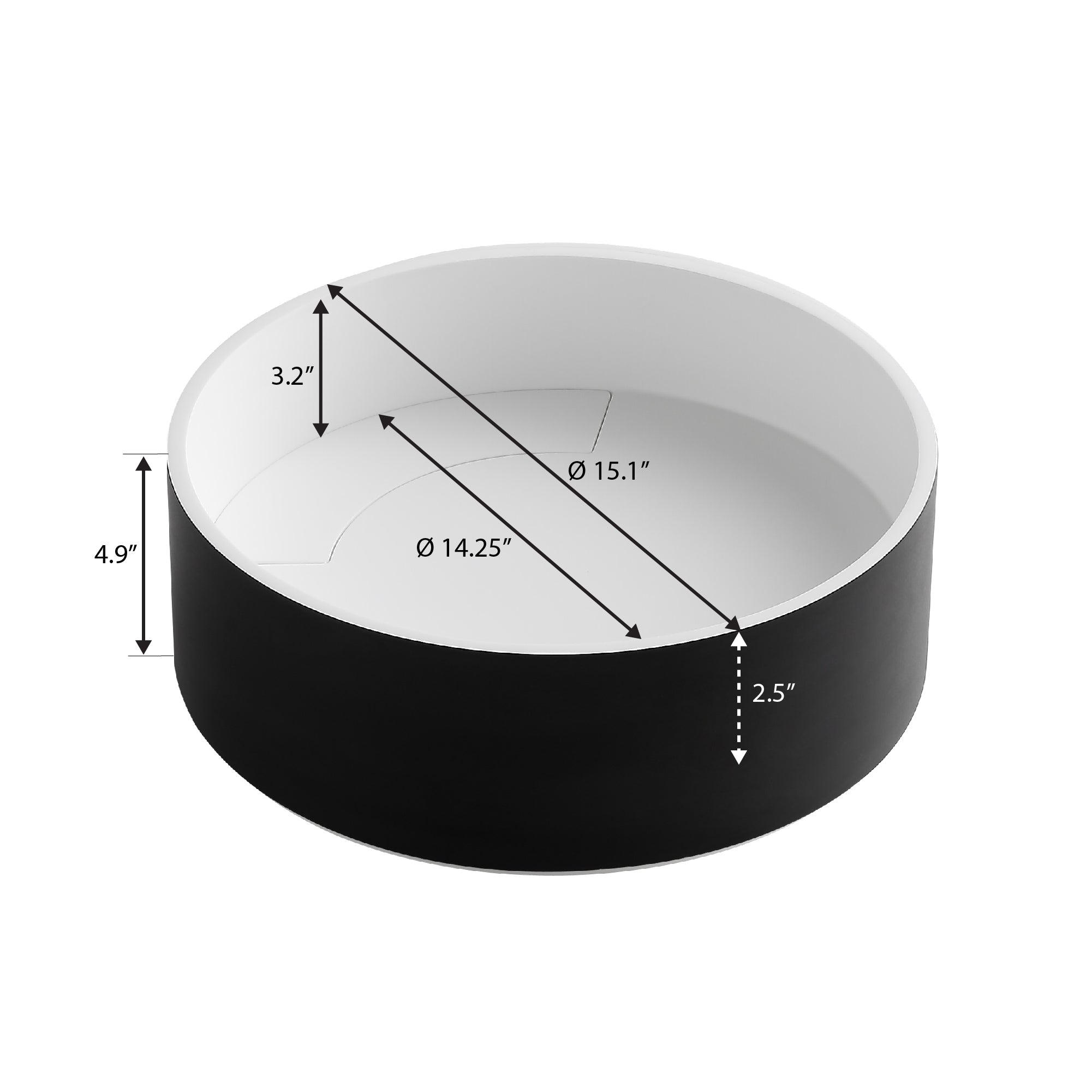 Ancona Round Pure Acrylic Stone Vessel Bathroom Sink - Matte White & Matte Black - Modern Vanity Sink for Bathroom Remodeling & Luxury Home Decor