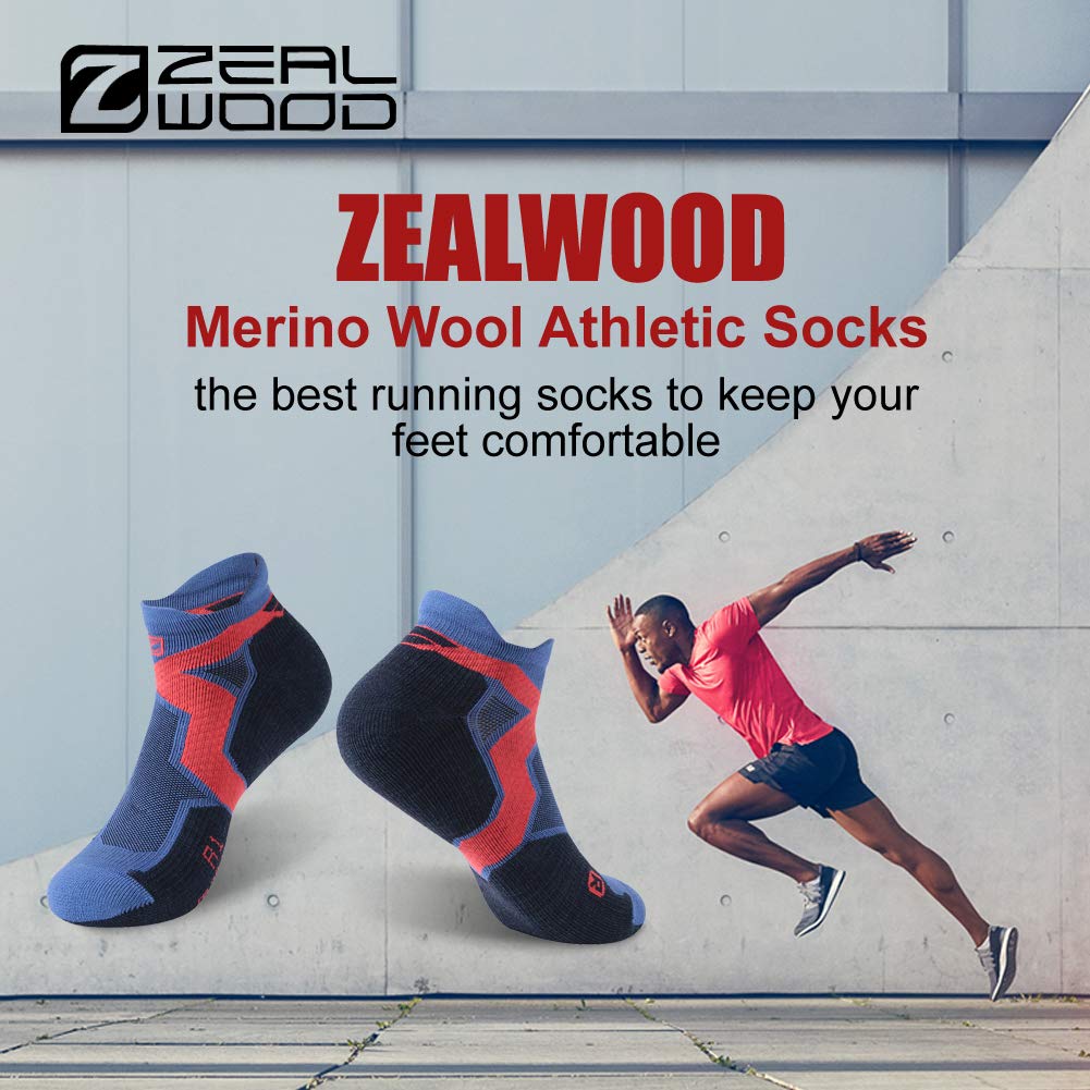 ZEAL WOOD Unisex Wool Athletic Socks - Lightweight Moisture-Wicking Cycling Socks for Men & Women - Perfect for Running, Hiking & Outdoor Sports Activities