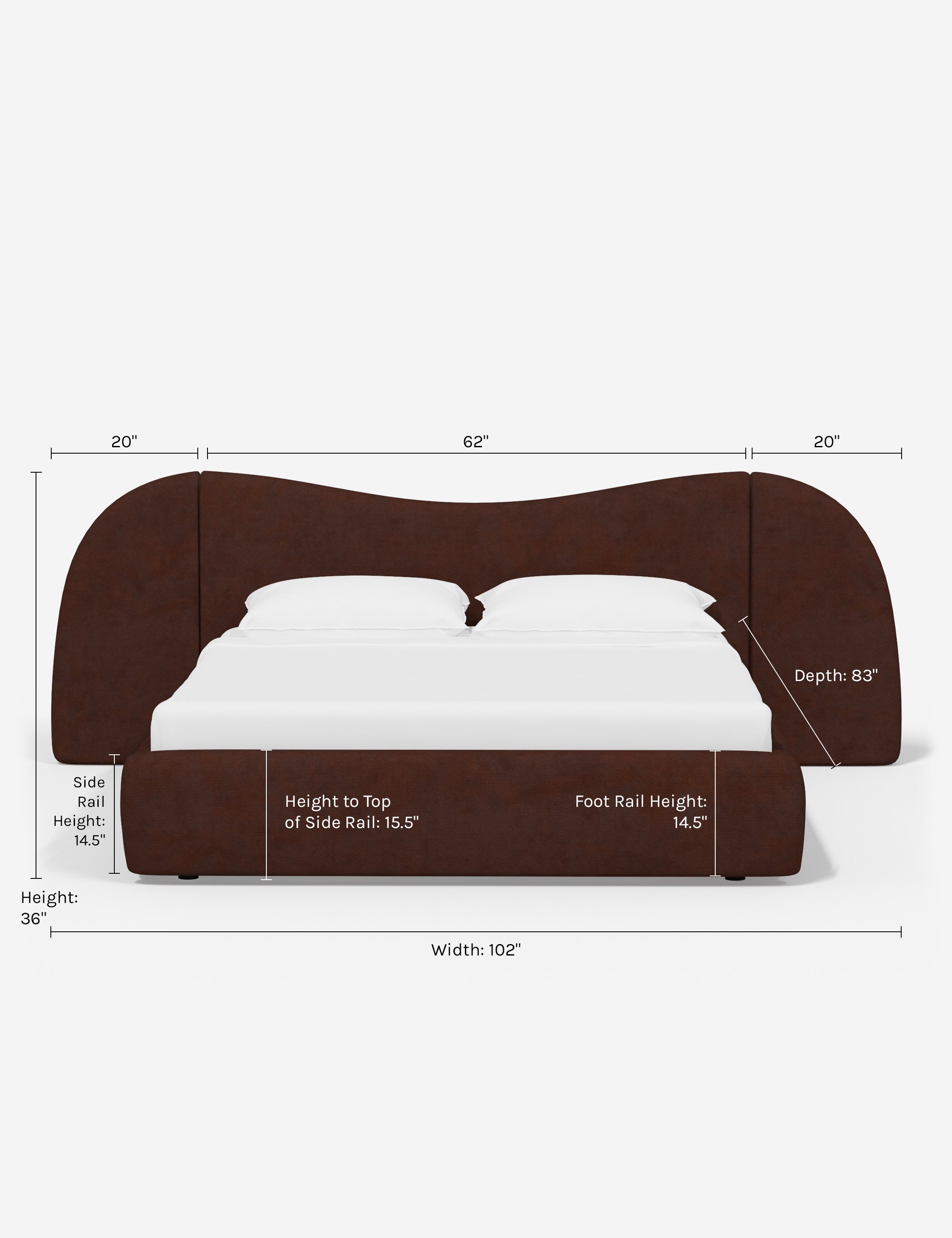 Sarah Sherman Samuel Gladys Extended Headboard Platform Bed - Modern Wooden Bed Frame with Upholstered Headboard for Bedroom, Guest Room, or Master Suite