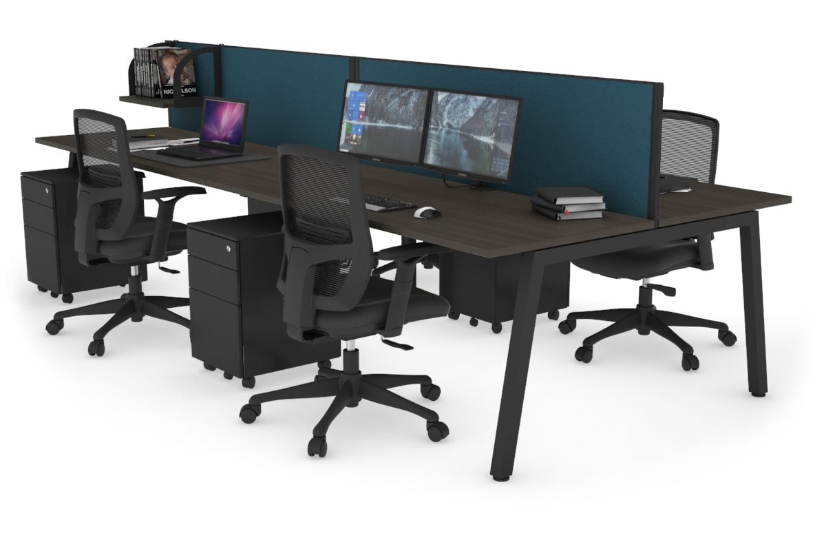 Quadro 4-Person Office Workstation Desk - 1600L x 700W Dimensions - Perfect for Team Collaboration, Open Office Spaces & Shared Workstations