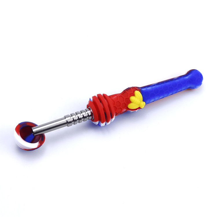 Premium Bee Silicone Nectar Collector Kit with Silicone Cover & Titanium Tip - Portable Dab Rig for Concentrates, Essential Oil, Wax - Perfect for Travel, Camping & Home Use