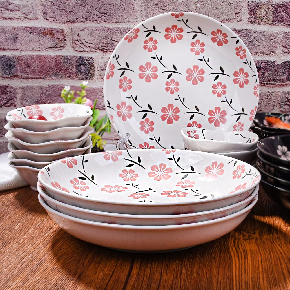 Premium Japanese Ceramic Dinner Plates Set of 4 - Elegant Porcelain Plates for Serving Pasta, Snacks, Chicken Wings - Dishwasher Safe White Tableware - Perfect for Family Dinners, Parties & Restaurant Use