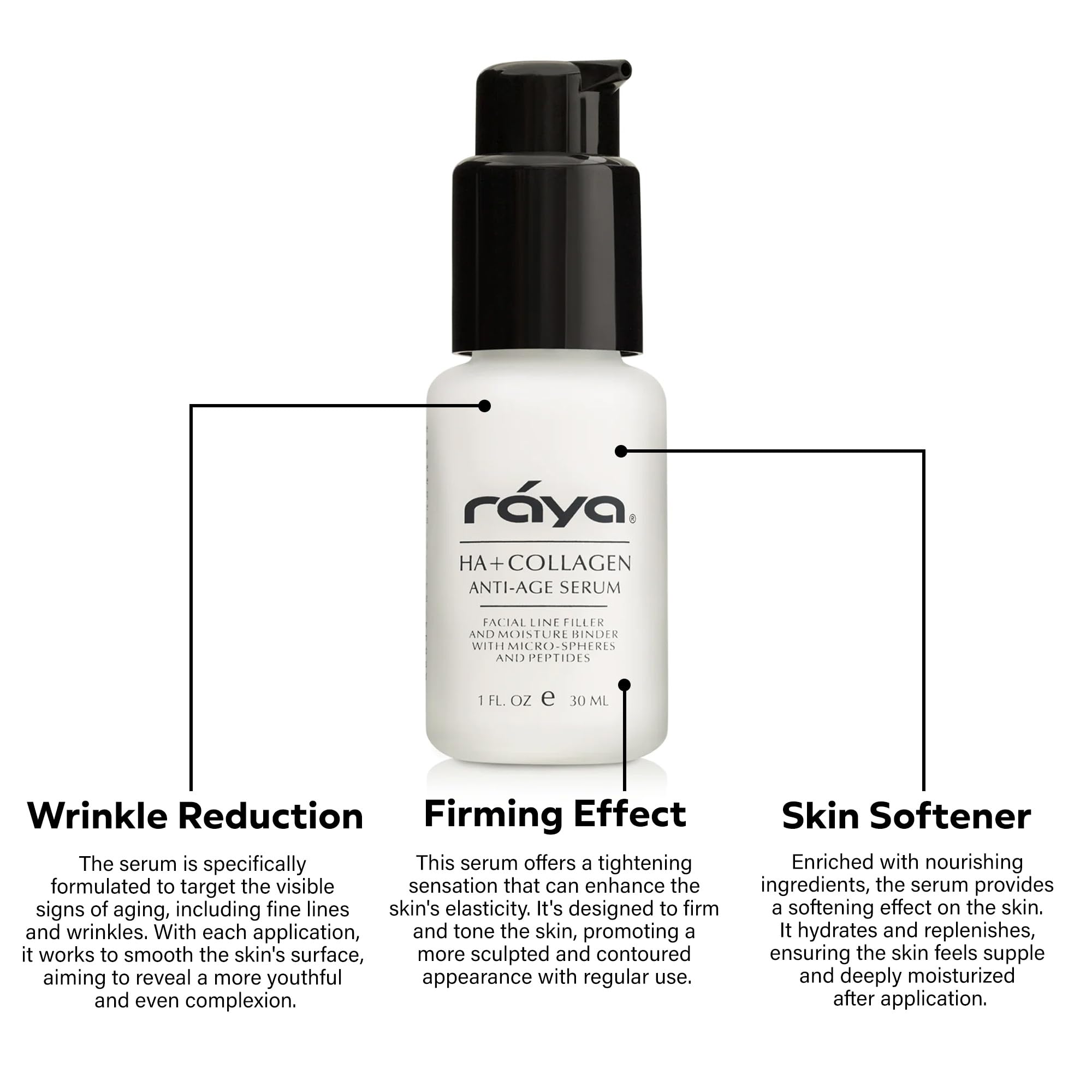 RAYA HA + Collagen Serum (502) | Premium Anti-Aging Face Serum with Hyaluronic Acid | Deep Hydration & Wrinkle Reduction | Firming & Brightening Treatment for All Skin Types | Day & Night Skincare Routine | Perfect for Dry, Mature & Sensitive Skin