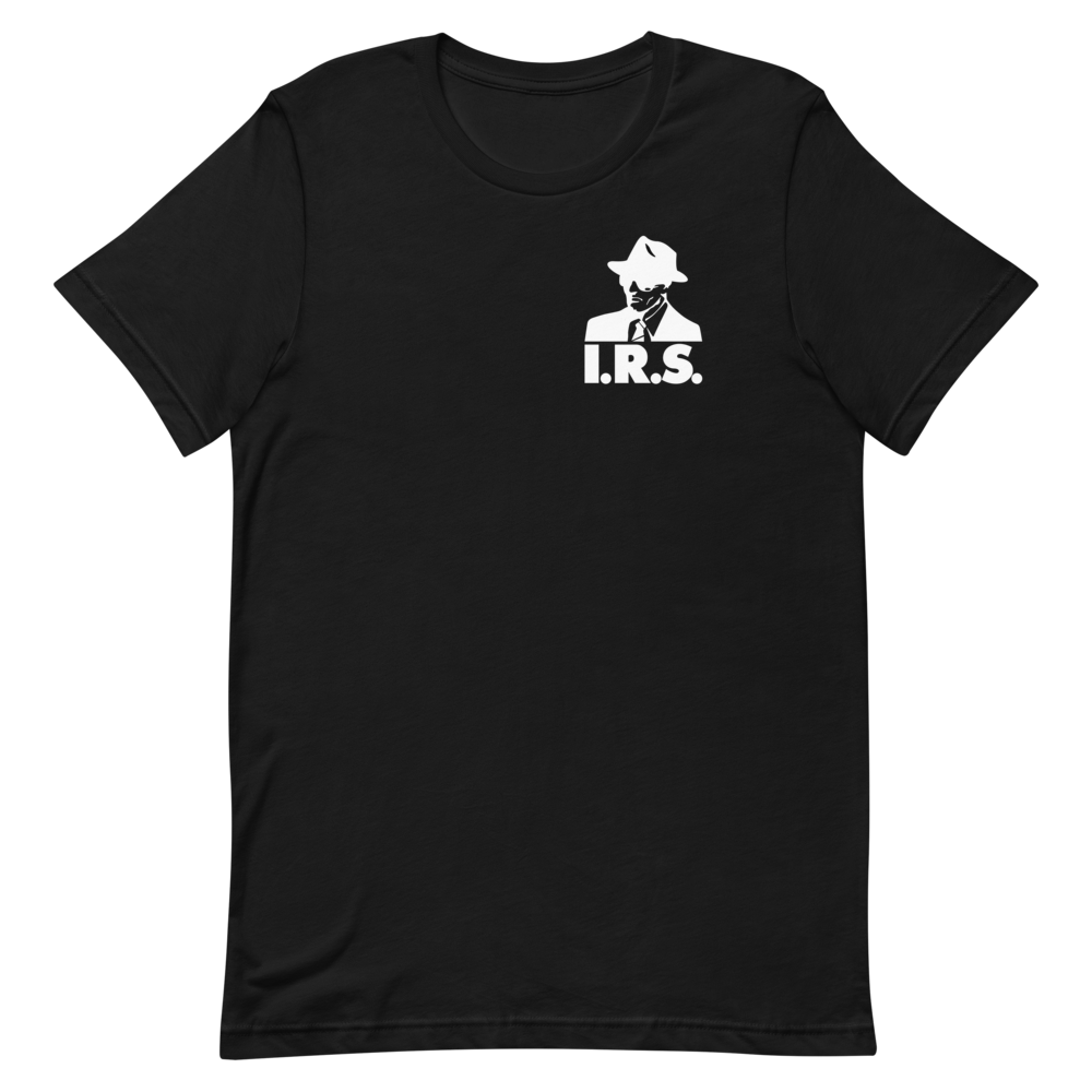 IRS Emblem T-Shirt for Men & Women - Black Cotton Graphic Tee - Perfect for Tax Season, Office Pranks & Political Satire