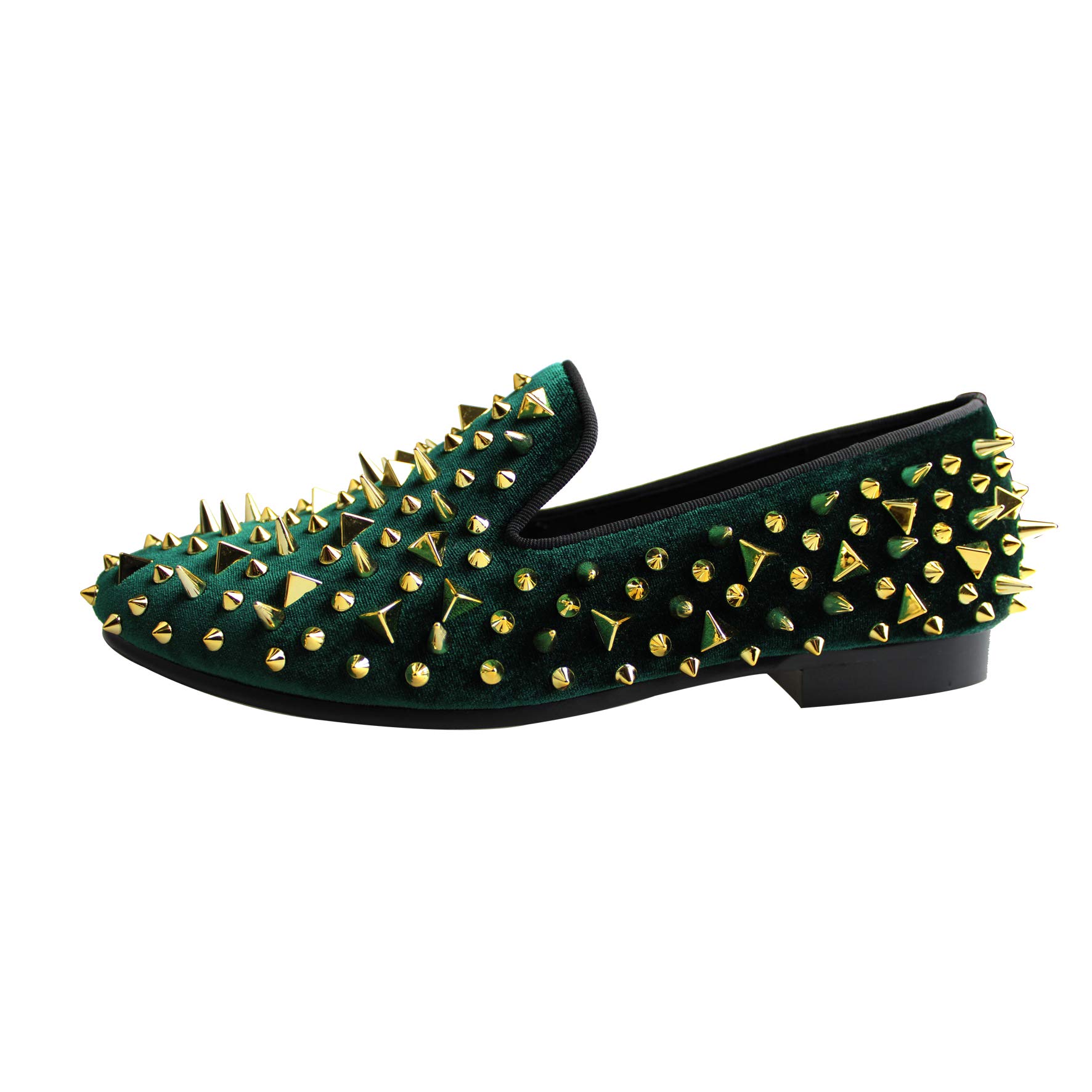 Men's Velvet Loafers with Spikes - Elegant Wedding & Formal Event Dress Shoes for Grooms, Prom, and Special Occasions