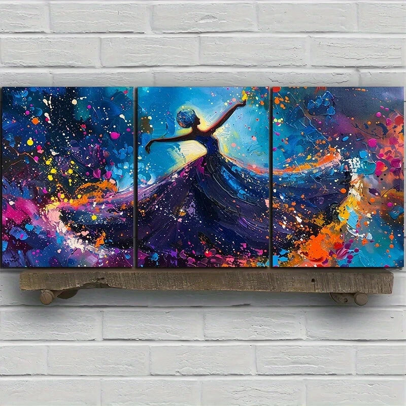 3pcs Abstract Dancer Colorful Metal Wall Art Prints - Ready to Hang Modern Home Decor for Living Room, Bedroom & Office