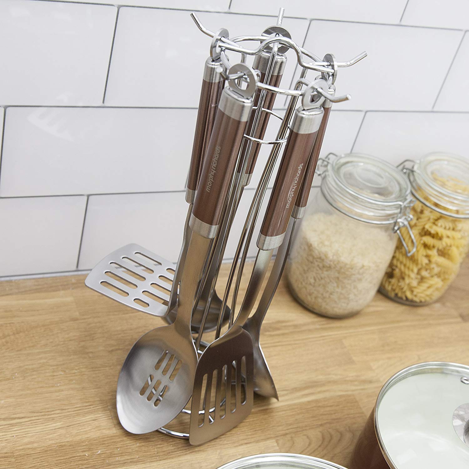 Morphy Richards 5-Piece Stainless Steel & Copper Accents Tool Set - Perfect for Kitchen, Home Decor, and Gift Giving