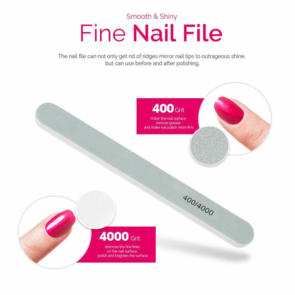 Professional Gel Nail Remover Kit with 100 Cotton Pads, Cuticle Tools, Nail Files & Buffers – Pink Polish Remover Clips, Scraper & Brush for Salon & Home Manicures