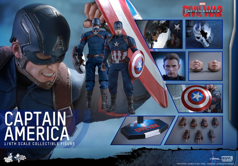 Hot Toys 1/6 Scale Captain America Civil War Fully Poseable Collectible Figure - Movie Masterpiece Action Figure for Display & Marvel Fan Collections