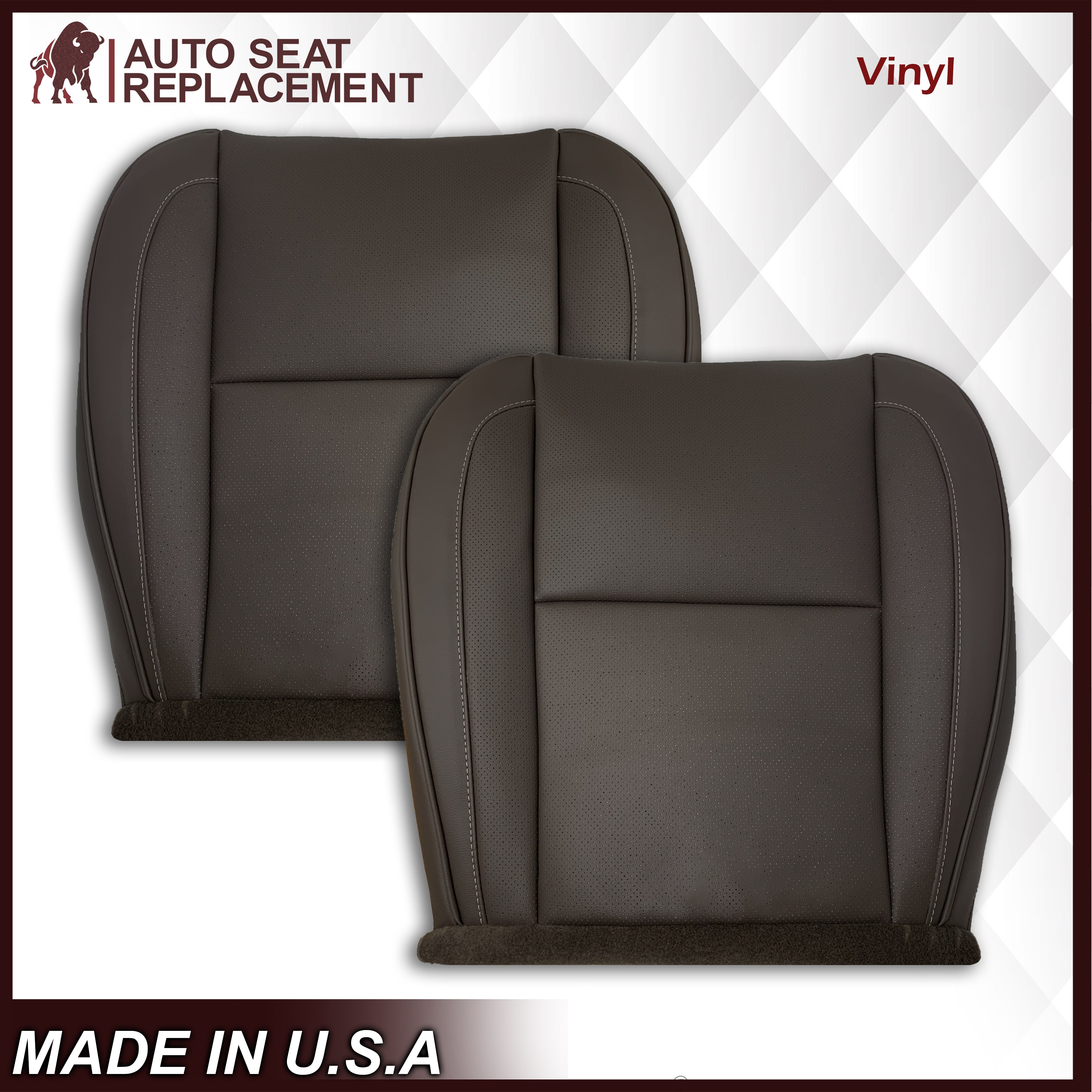 2007-2014 Cadillac Escalade Seat Covers - Premium Brown Vinyl Driver & Passenger Seat Protectors for Comfort & Style | Perfect for Road Trips & Daily Commutes