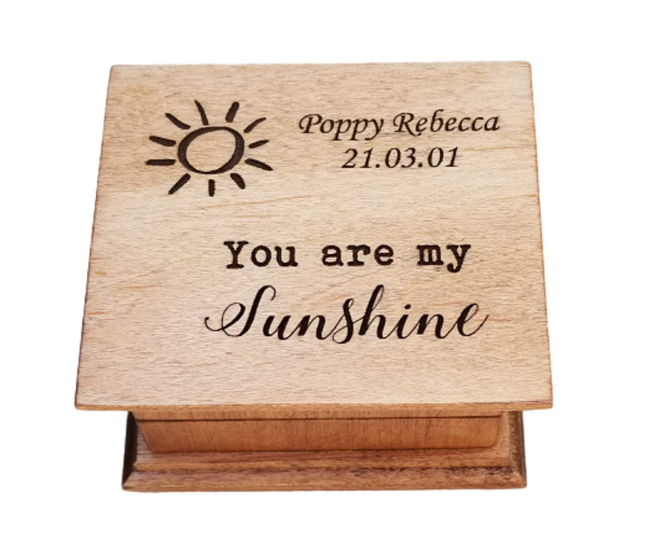 You Are My Sunshine Wooden Music Box - Handcrafted Gift for Mom, Daughter, Birthday, Anniversary | Perfect for Nursery Decor, Wedding Favors & Special Occasions