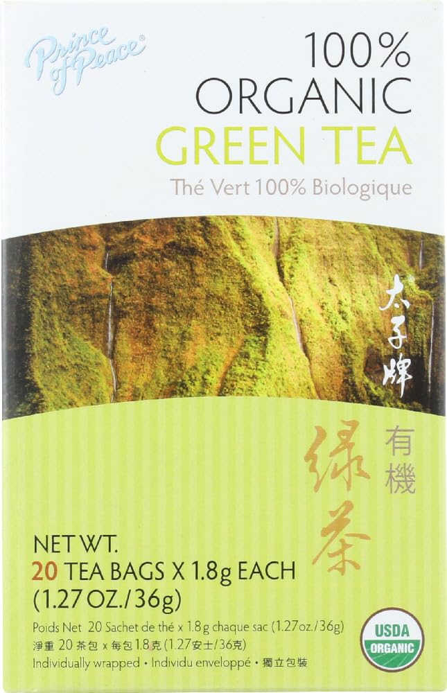 Prince of Peace Organic Green Tea - 20 Tea Bags | USDA Certified | Antioxidant-Rich | Perfect for Relaxation & Wellness at Home or Office