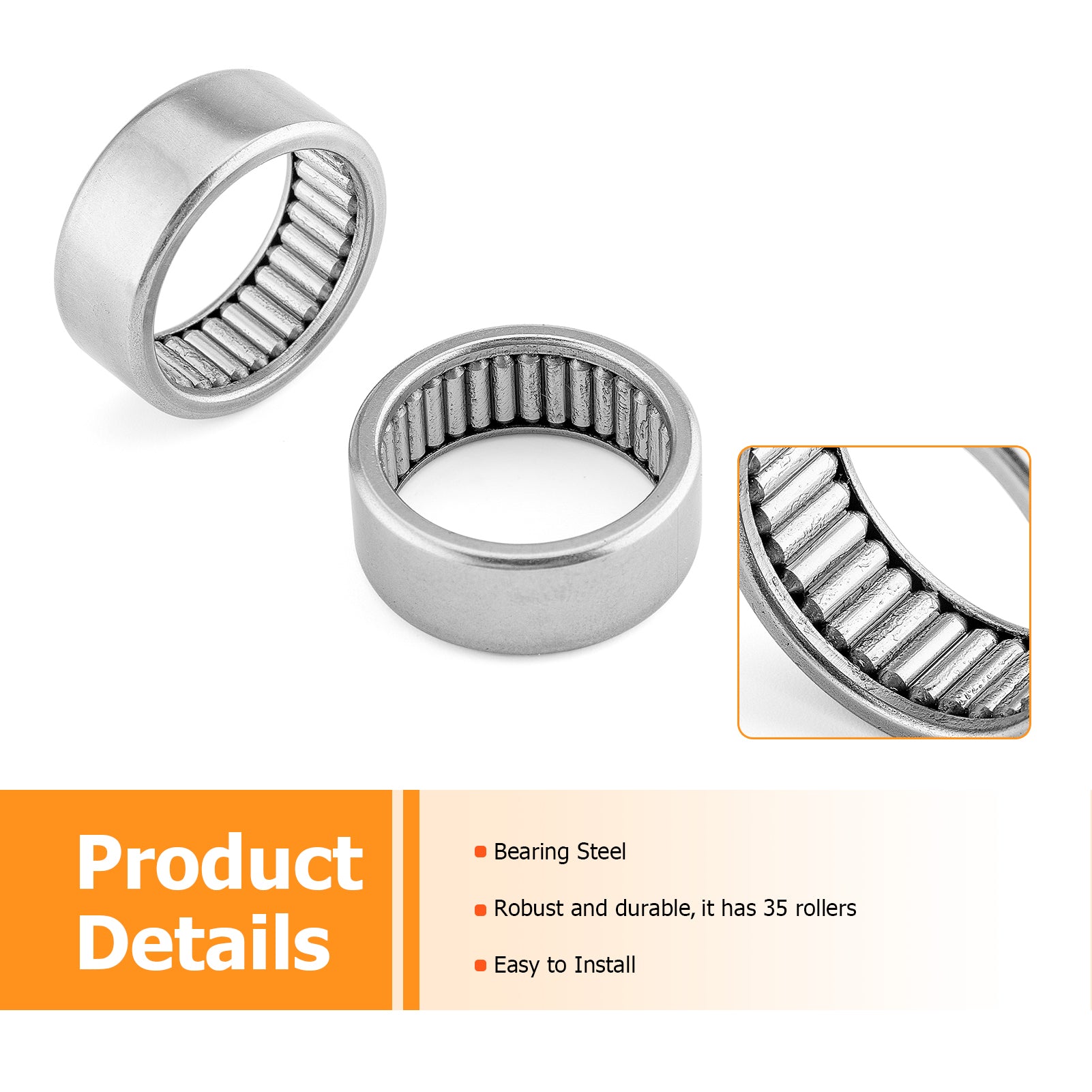 2006-2017 Harley Dyna & Twin Cam Motors Needle Roller Bearing Full Complement Drawn Cup Replacement - Compatible with 2006 Dyna & All 2007-2017 Twin Cam Engines - Perfect for Motorcycle Repair & Performance Upgrades