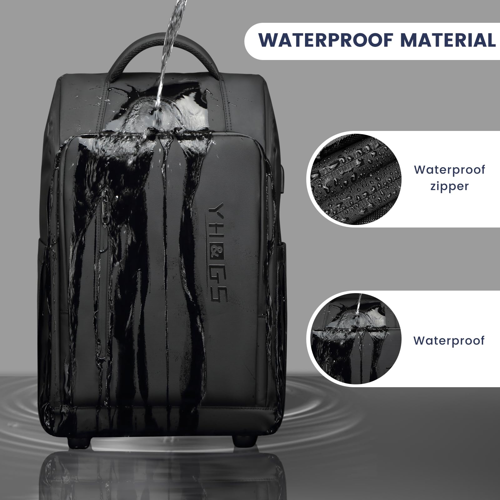 **Waterproof Rolling Backpack with Wheels for Business & College - 15.6/17 Inch Laptop Compartment, Durable Carry-On Wheeled Backpack for Commuters & Adults - Perfect for Travel, Work & School**