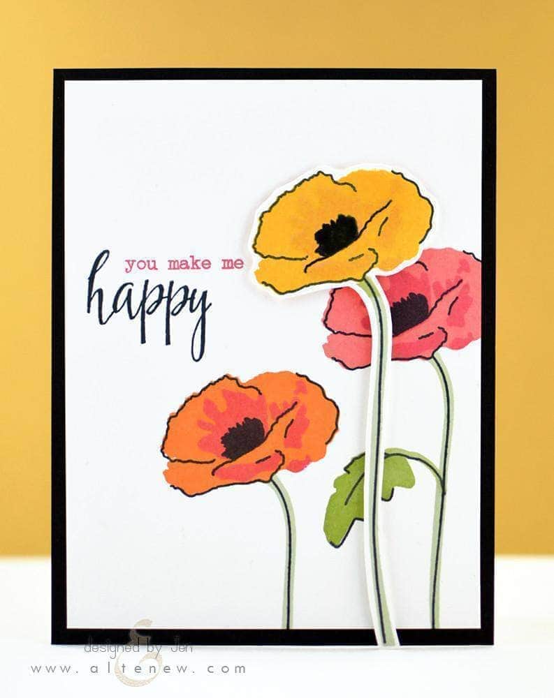 Handmade Painted Poppy Rubber Stamp Set for Card Making, Scrapbooking & DIY Crafts - Floral Botanical Design for Greeting Cards, Journals, and Home Decor