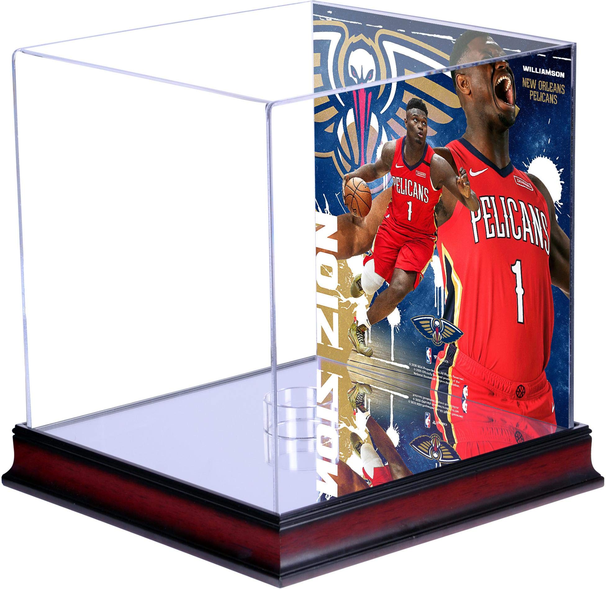Zion Williamson New Orleans Pelicans Mahogany Wood Basketball Display Case with Sublimated Plate - Premium NBA Memorabilia Showcase for Collectors - Perfect for Home, Office, or Man Cave Decor