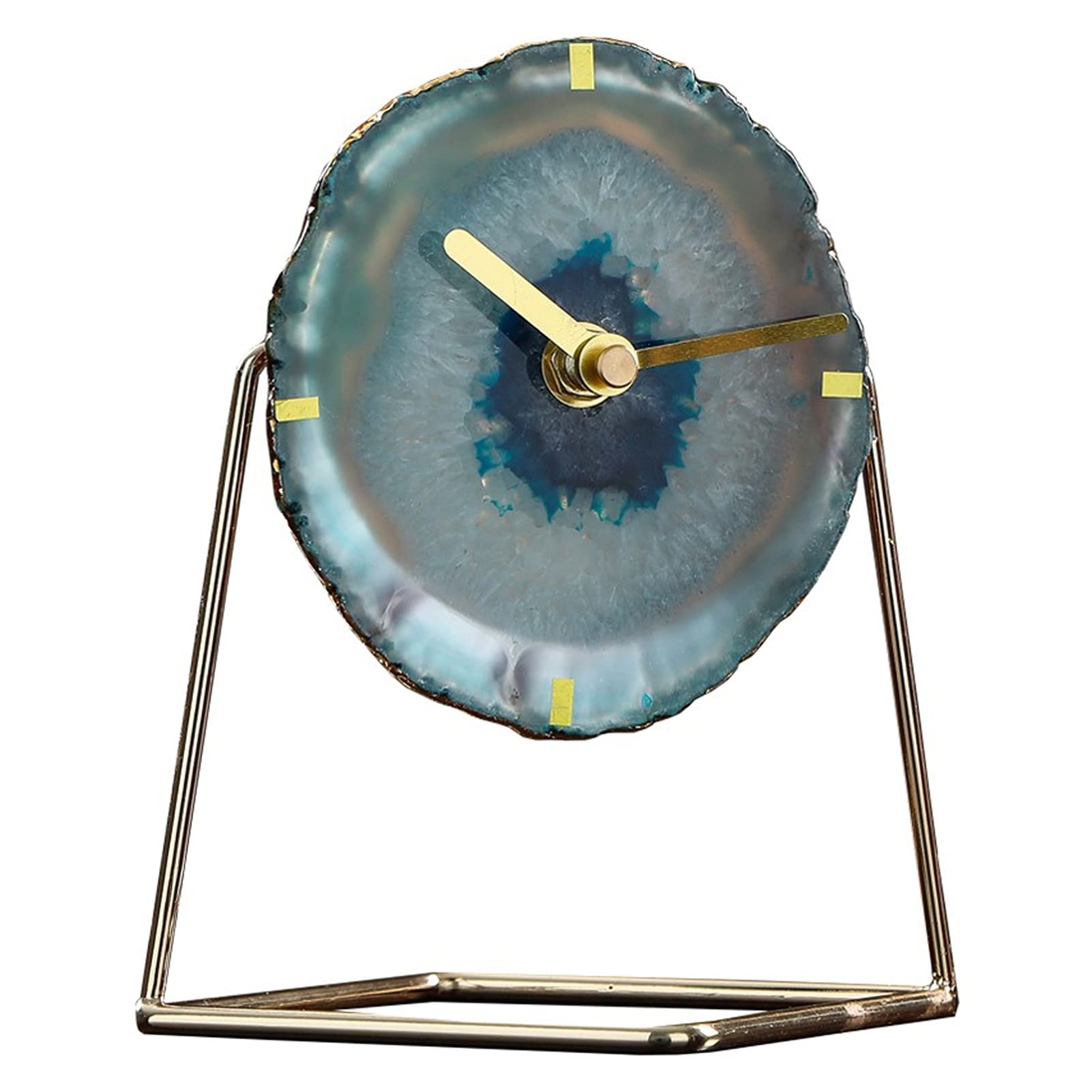 Nordic Agate Desk Clock - Luxury Minimalist Table Clock for Home & Office Decor, Natural Stone Display Clock (Size A) - Perfect for Living Room, Bedroom, or Workspace