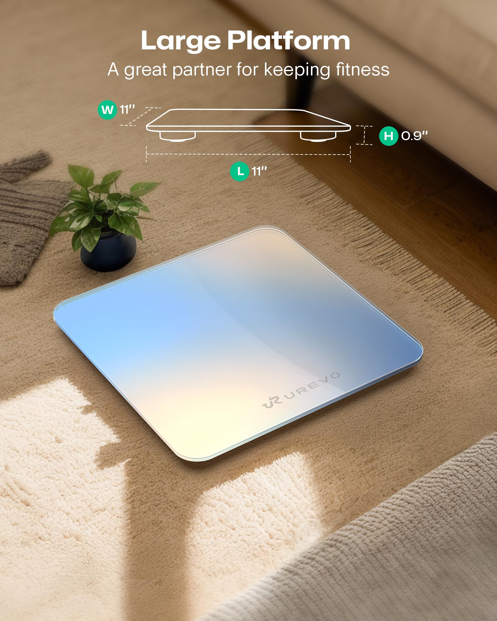 UREVO Smart Digital Bathroom Scale - Highly Accurate Body Weight & BMI Health Monitor with Bluetooth App Sync - 400 lbs Capacity - Perfect for Home Gym, Fitness Tracking & Weight Loss Goals