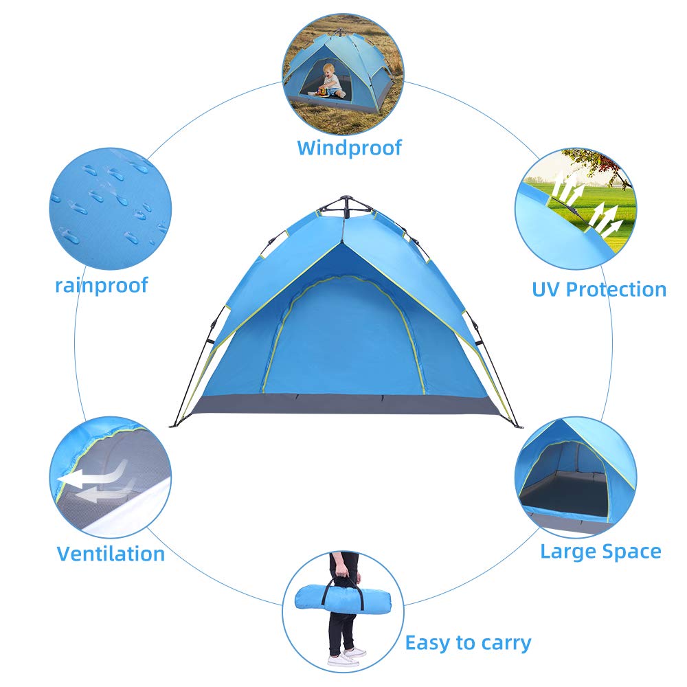 Waterproof Windproof Family Camping Tent - Large Dome Tent with Rainfly, Mesh Windows & Wide Door - Easy Setup & Portable with Carry Bag - Perfect for Outdoor Adventures, Backpacking & Family Camping Trips