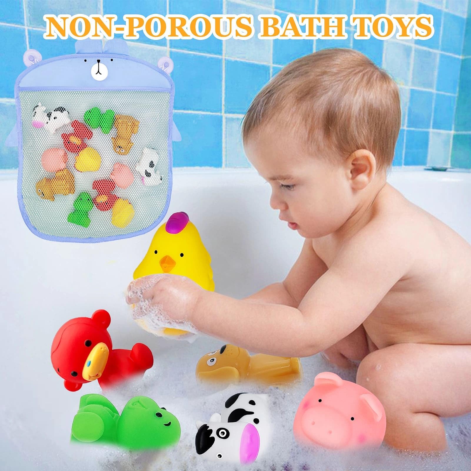 **Non-Toxic Baby Bath Toys for 6-12 Months | Safe & Mold-Free Infant Bathing Toys for Toddlers 1-3 Years | Bathtub, Pool & Shower Fun for Boys & Girls | Perfect Gift for 1-2-3 Year Olds**    *(Ideal for sensory play, water exploration, and making bath time enjoyable for babies and toddlers!)*