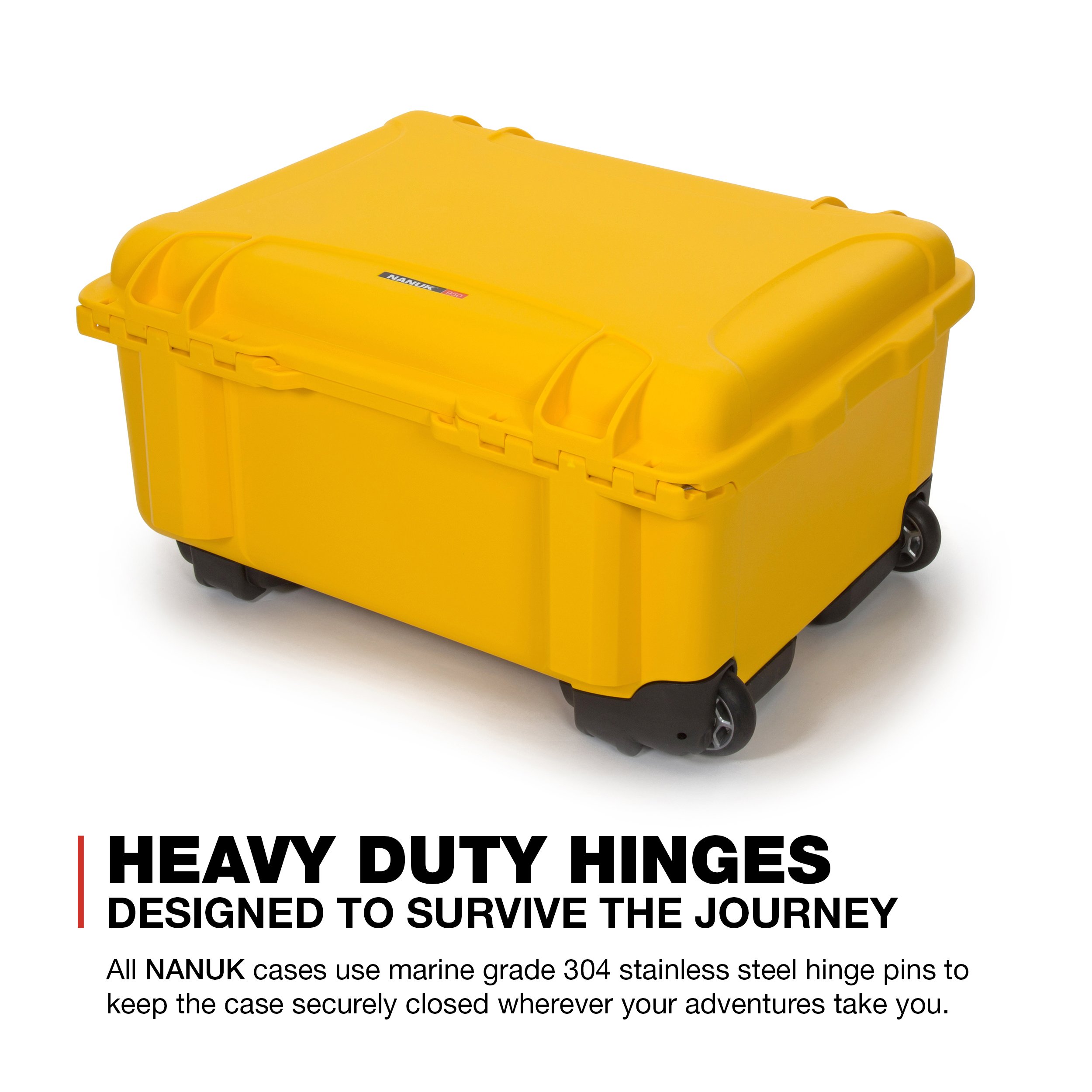 NANUK 950 Waterproof Hard Case with Wheels & Padded Divider - Yellow | Durable Travel & Equipment Protection Case for Outdoor, Photography & Professional Gear