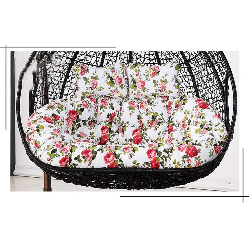 ZIJIAGE Rattan Swing Chair Cushion - Nordic Style Floral Vintage Hanging Egg Hammock Seat Cover for Outdoor Garden Swing, Patio Sofa & Porch - Perfect for Relaxing in Backyard, Balcony or Poolside