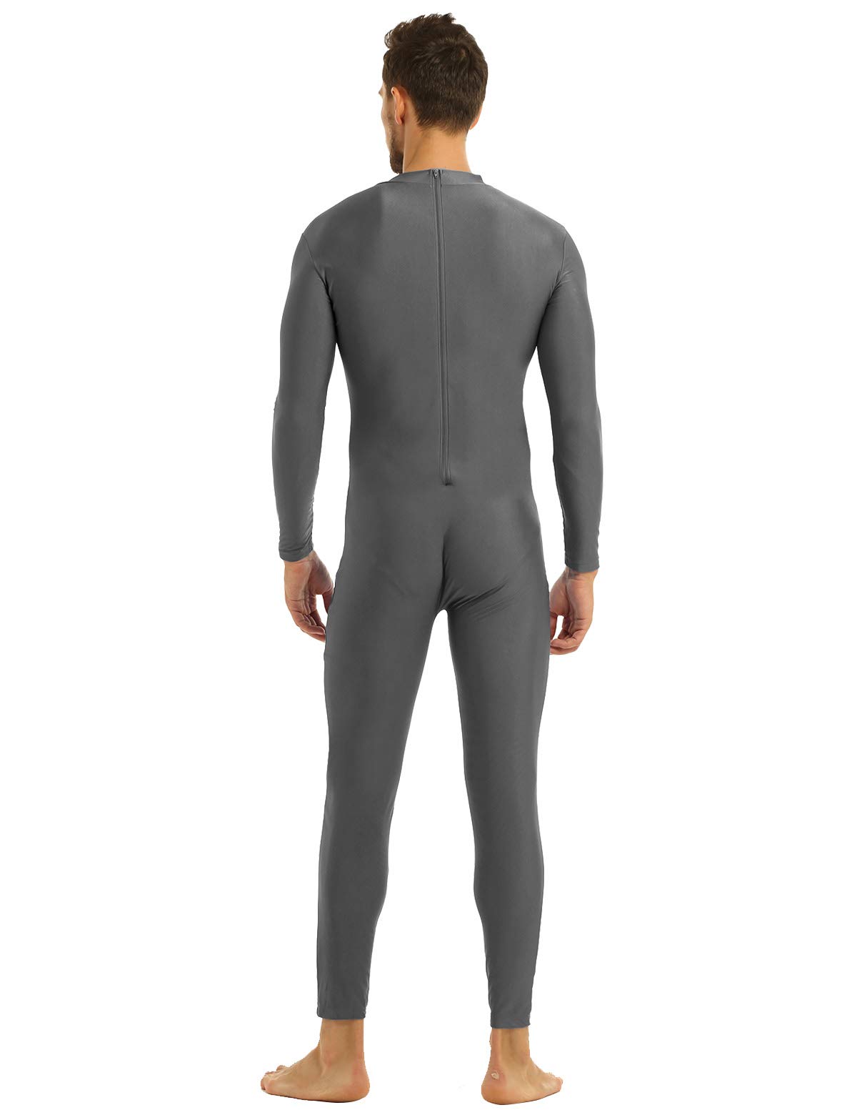 Moily Men's One Piece Turtleneck Long Sleeve Zipper Back Fitness Unitard Bodysuit - Dancewear, Gymnastics, Yoga & Workout Performance Wear for Men