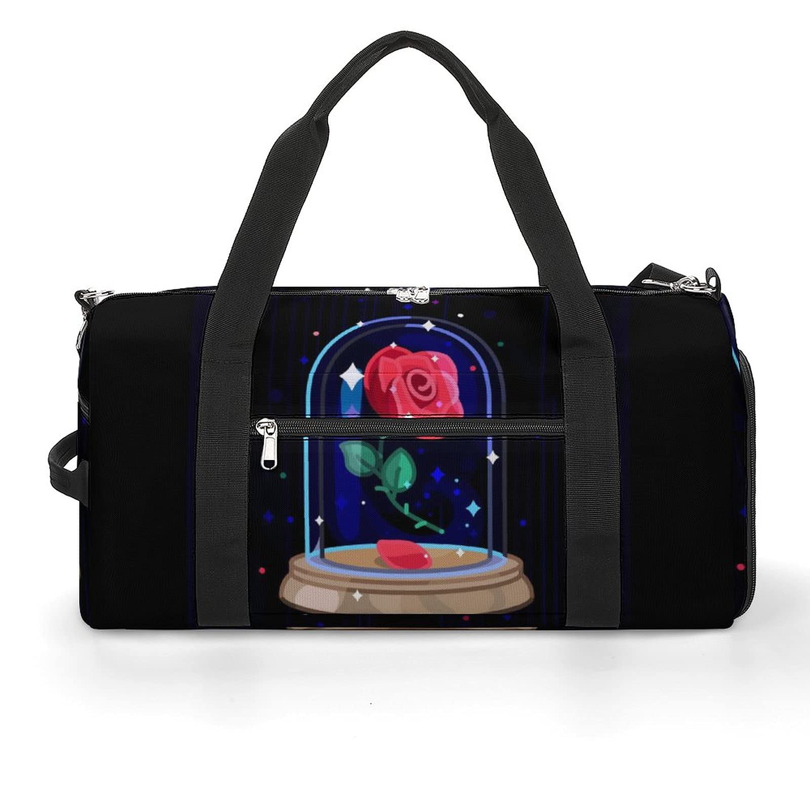 FunnyStar Beauty and The Beast Gym Bag with Shoe Compartment - Lightweight Duffle Carry-On Bag for Sports, Travel & Overnight Trips - White One Size - Perfect for Gym, Workouts, School & Weekend Getaways