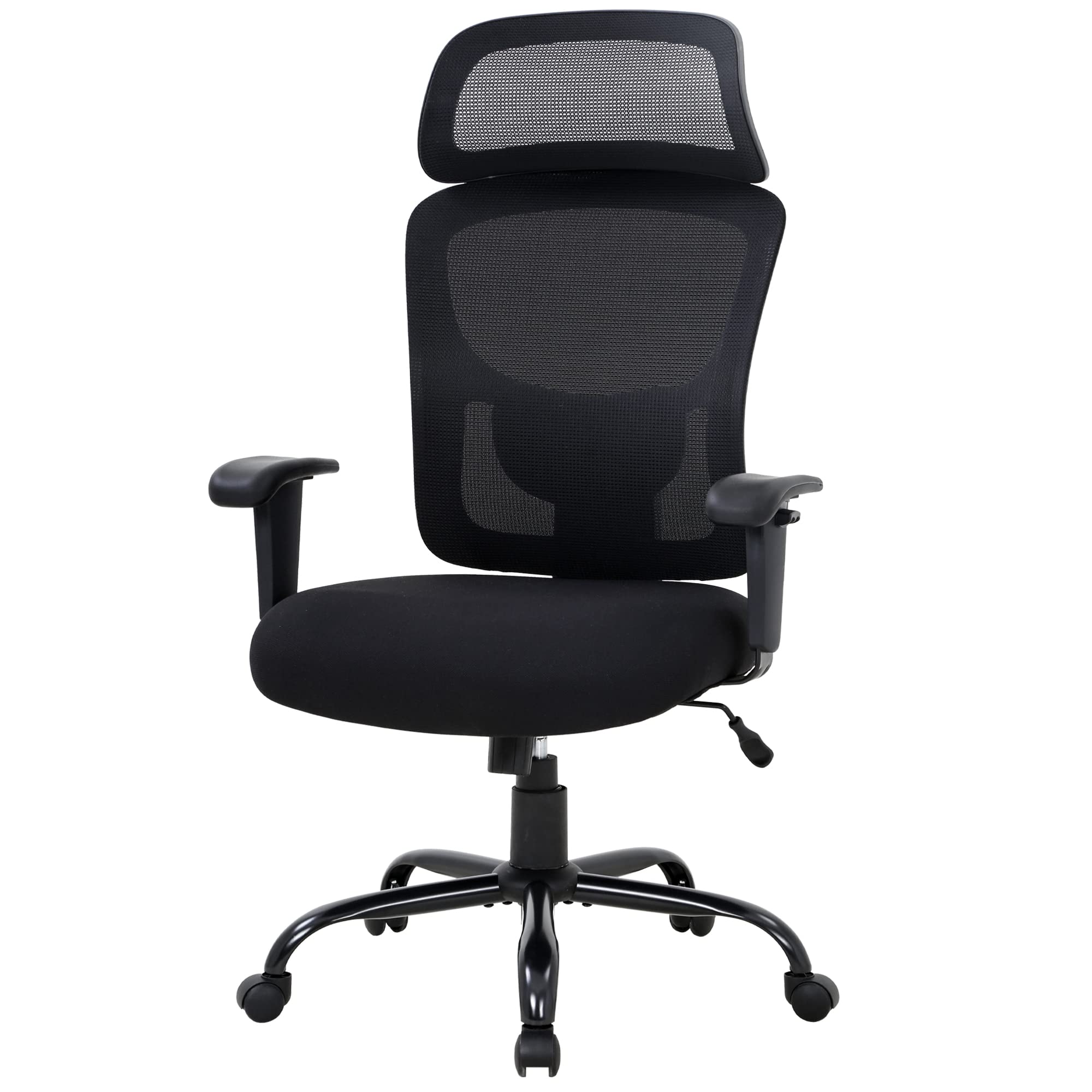 Big and Tall Office Chair - Heavy Duty 400lbs Capacity Ergonomic Executive Desk Chair with Adjustable Lumbar Support, Headrest & Armrests - High Back Mesh Computer Chair for Home & Office Workspaces (Black)