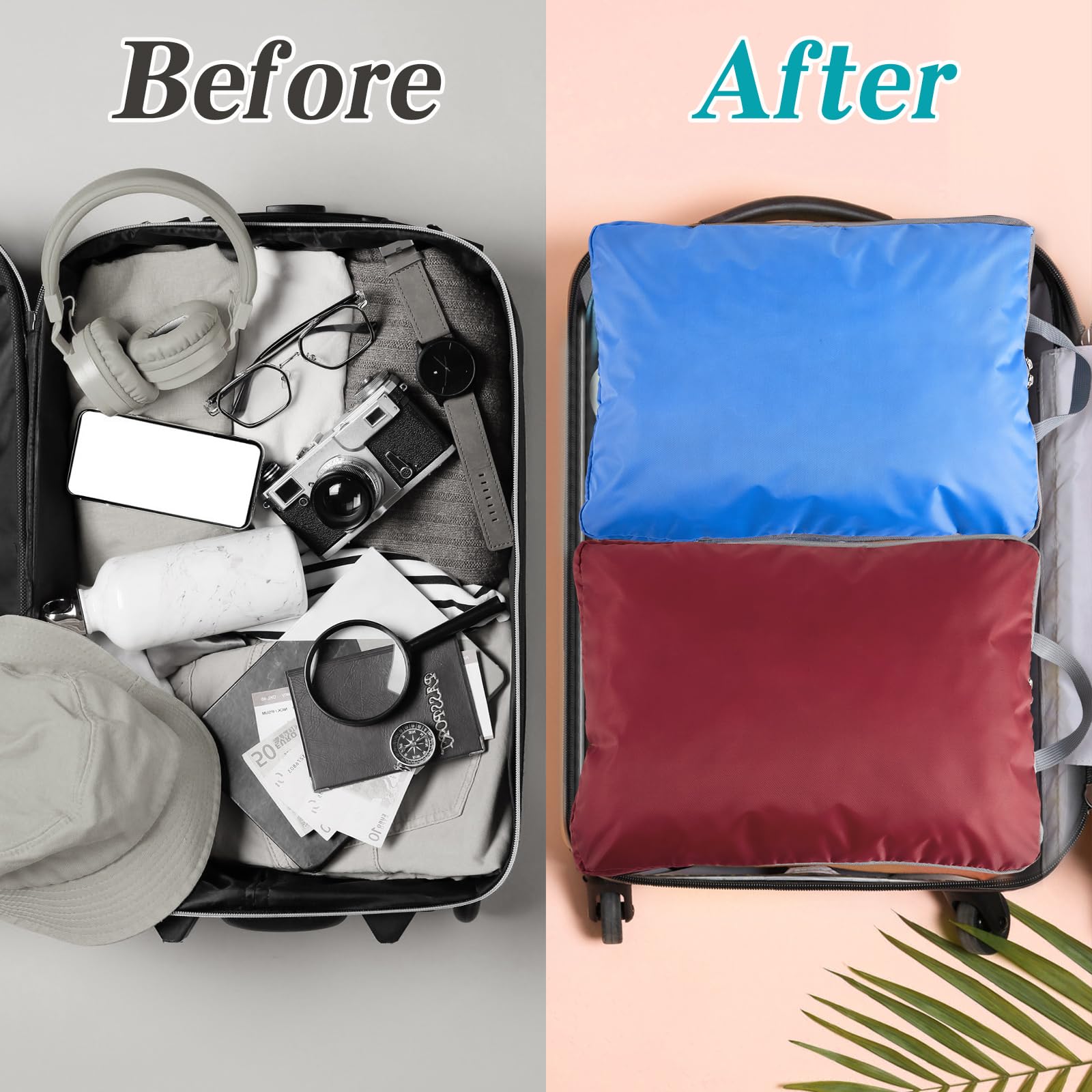 Hosuly 6-Pack Large Compression Packing Cubes - Expandable Travel Organizers for Luggage (17.3 x 12.6 Inches, Colorful) | Perfect for Suitcases, Backpacks & Closet Storage