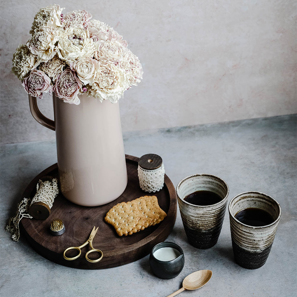 Handmade Rustic Ceramic Coffee Mugs Set of 4 - Farmhouse Style Stoneware Cups for Tea, Hot Chocolate & Home Decor - Perfect for Cozy Kitchens, Cafés & Gift Giving