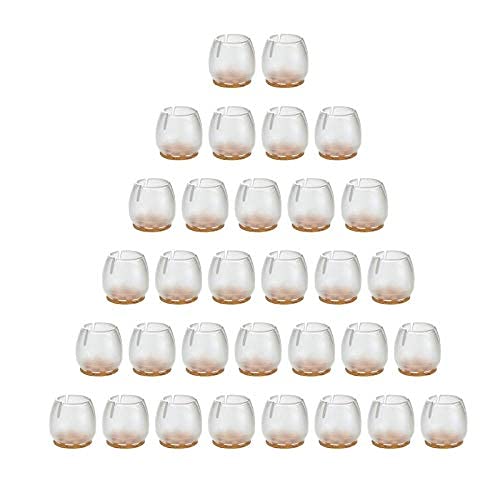 32 Pack Clear Silicone Chair Leg Protectors for 25mm-29mm Round Legs - Non-Slip Floor Protectors for Hardwood & Tile Floors - Perfect for Dining Chairs, Office Chairs & Home Furniture Protection