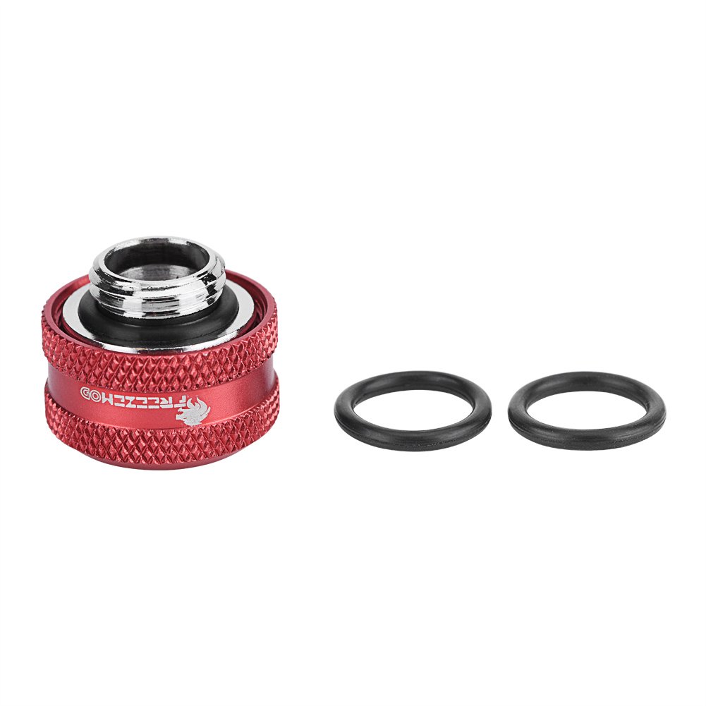 4Pcs Brass PC Water Cooling Fittings with Triple-Layer Sealing Rings for 16mm OD Acrylic Tubes - Computer Liquid Cooling System Accessories (Red) - Perfect for Custom Gaming PC Builds & High-Performance Cooling Setups