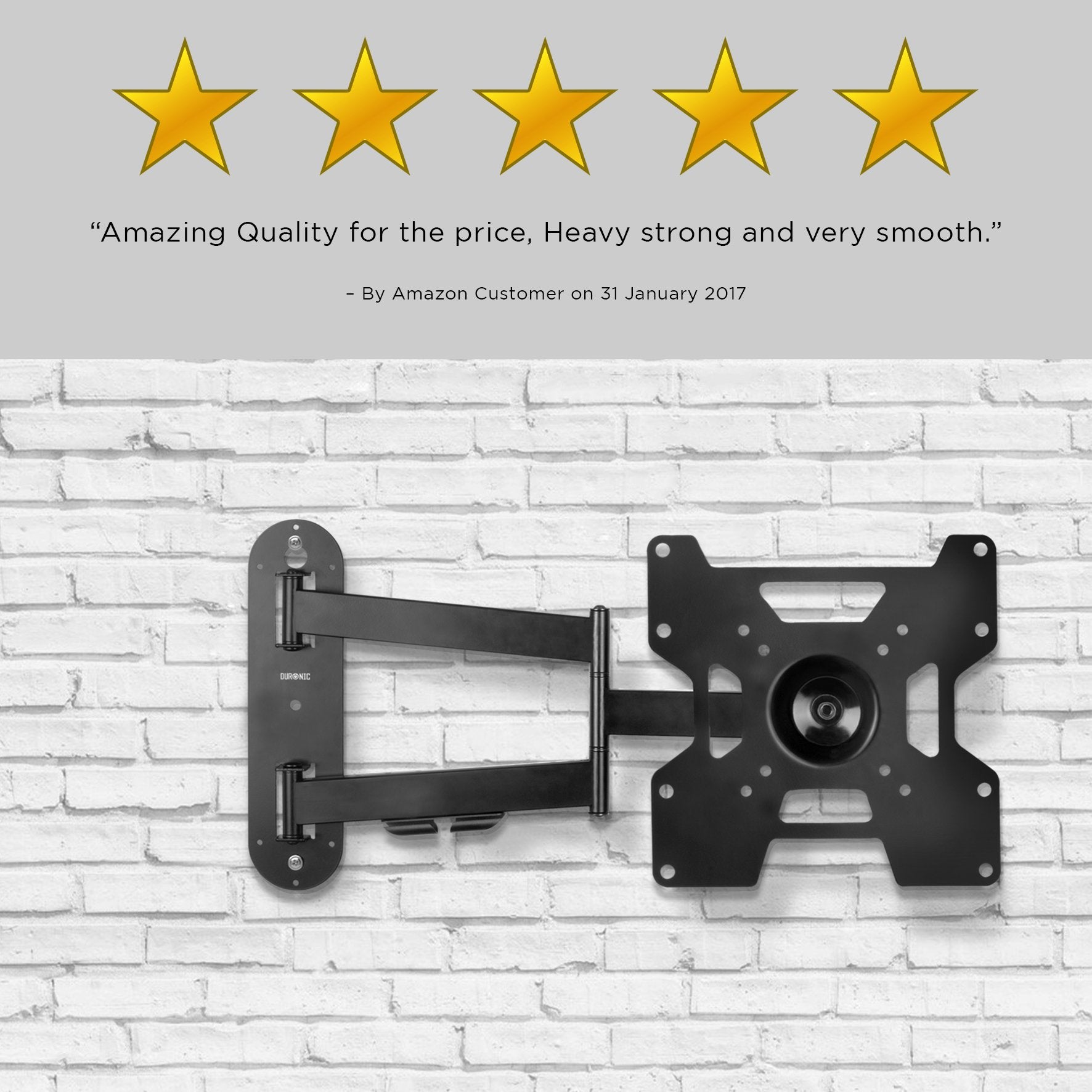 Duronic TVB1135 Full Motion TV Wall Mount Bracket for 23-37 Inch Flat Screen TVs | Tilting +15°/-15° | VESA 200x200mm | Max Load 25kg | Perfect for Living Room, Bedroom & Home Theater Setup