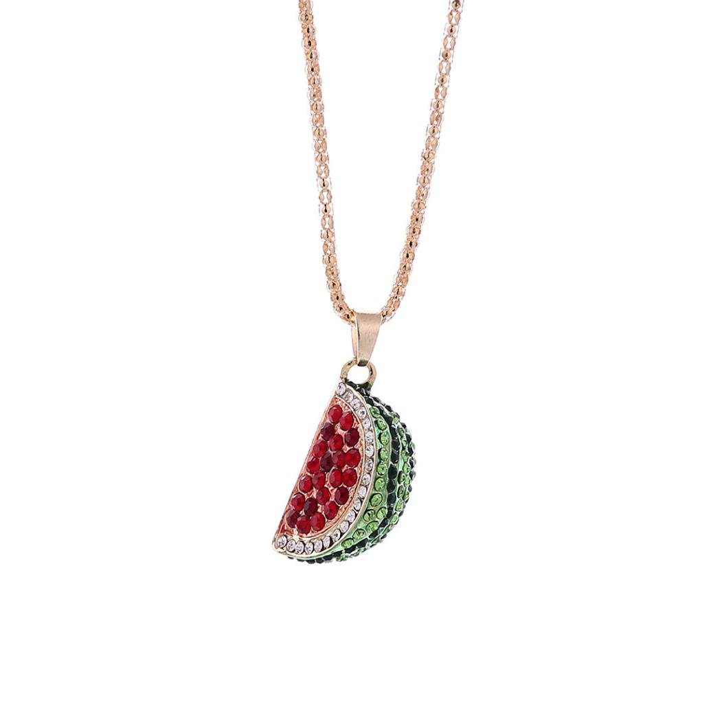 Watermelon Pendant Necklace for Women - Colorful Rhinestone Charm Jewelry | Cute Summer Fashion Accessory | Perfect for Beach Parties, Vacations & Casual Wear | by ZYooh