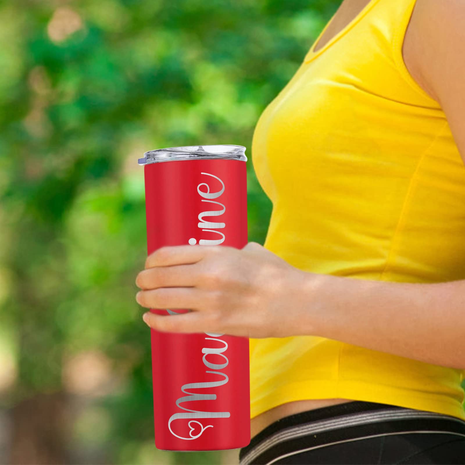 Custom Laser Engraved 20 oz Skinny Tumbler with Lid & Straw - Personalized Name Gift for Women, Men - Mothers Day, Fathers Day, Graduation, Birthday, Anniversary - Ideal for Office, Gym, Travel & Outdoor Activities